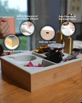Hitseon couch cup holder tray dimensions 11.5 by 10 by 3 inches for compact use.