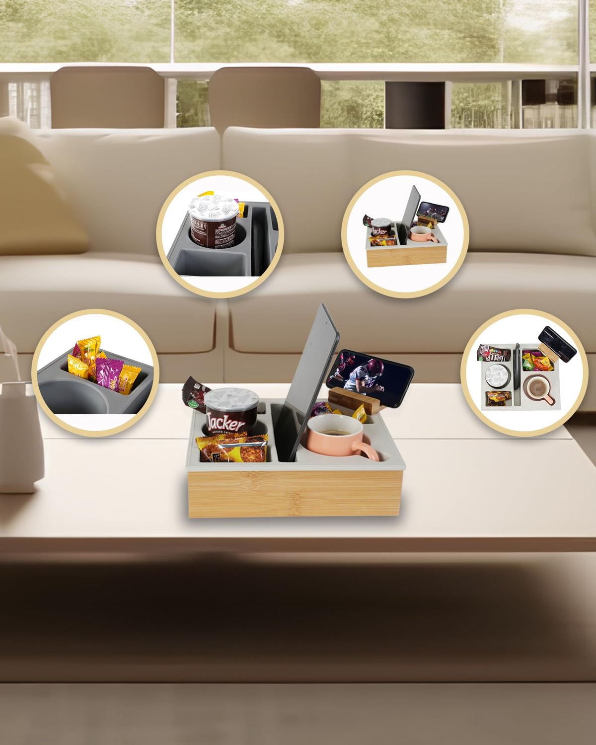 Hitseon couch cup holder tray is waterproof and easy to wipe clean.