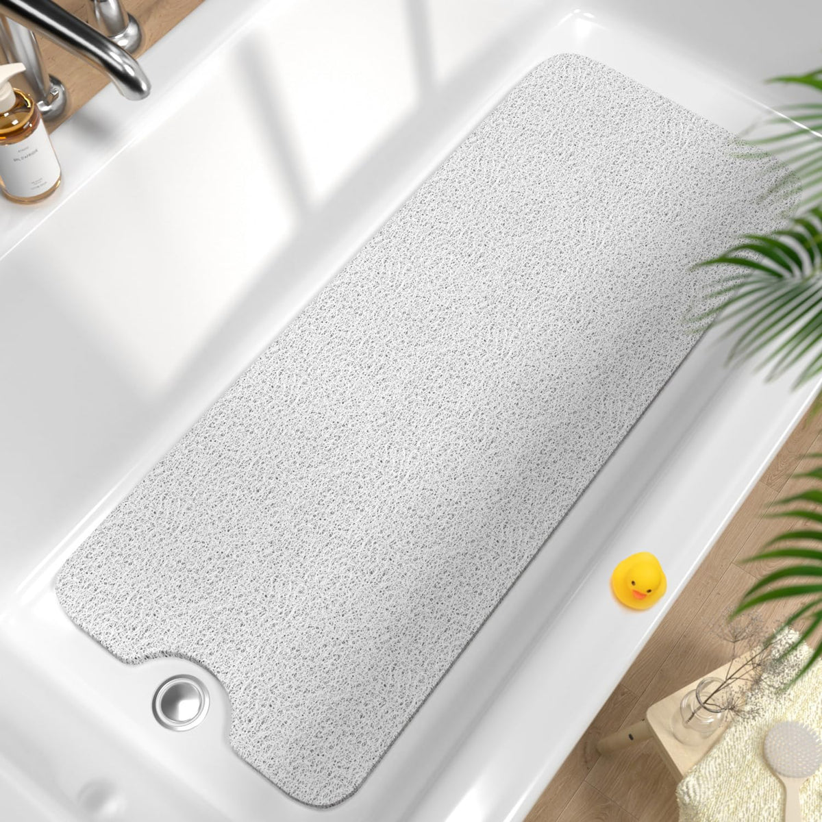 HITSLAM non-slip bathtub mat 40x16 overview showing safe stability and quick-drying design.