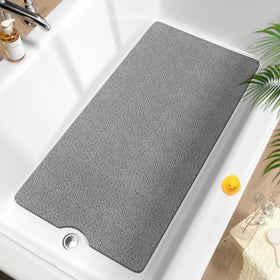 HITSLAM non-slip bathtub mat grey 40x20 inch for secure footing.