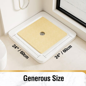 HITSLAM square shower mat showing trim-to-fit feature for a custom niche