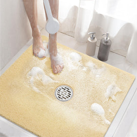HITSLAM square shower mat beige 24x24 with anti-slip layer for secure footing