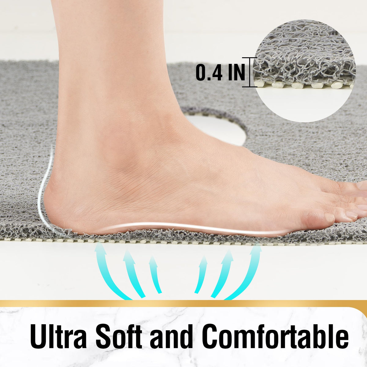 HITSLAM square shower mat soft PVC loofah texture for comfortable standing