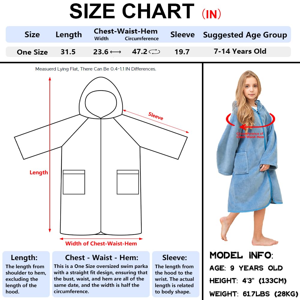 Hiturbo blue kids towel hoodie hood close-up showing warmth