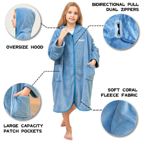 Hiturbo blue towel hoodie pockets for small items outdoors