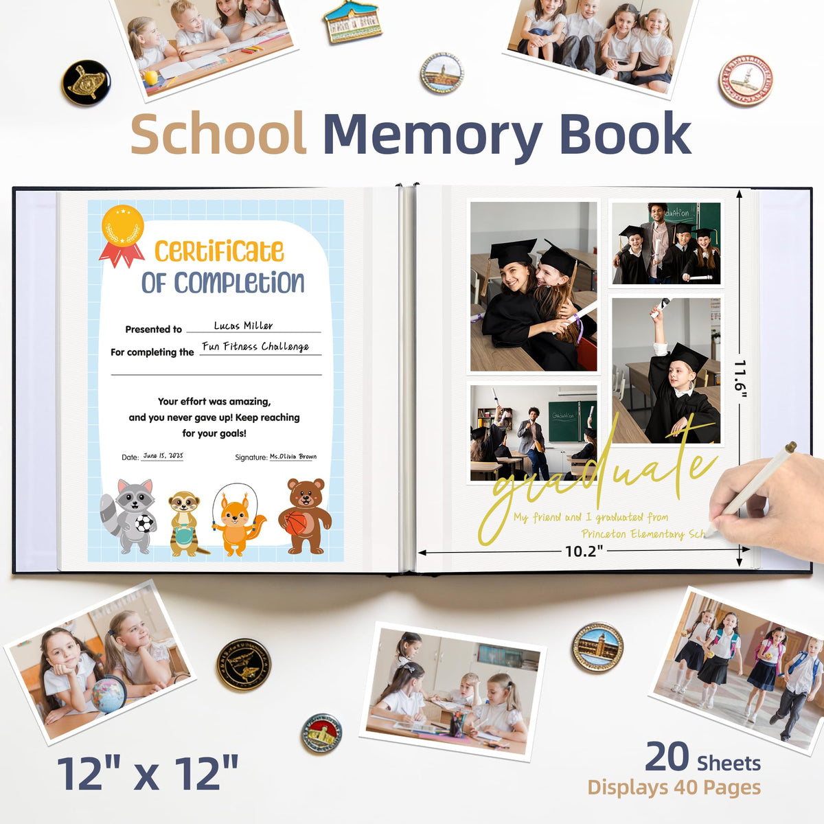 Hiwhy memory book inner pages with self-adhesive sheets for easy DIY customization.