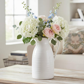 hjn Farmhouse Pitcher Vase shows hand-glazed finish and unique sheen