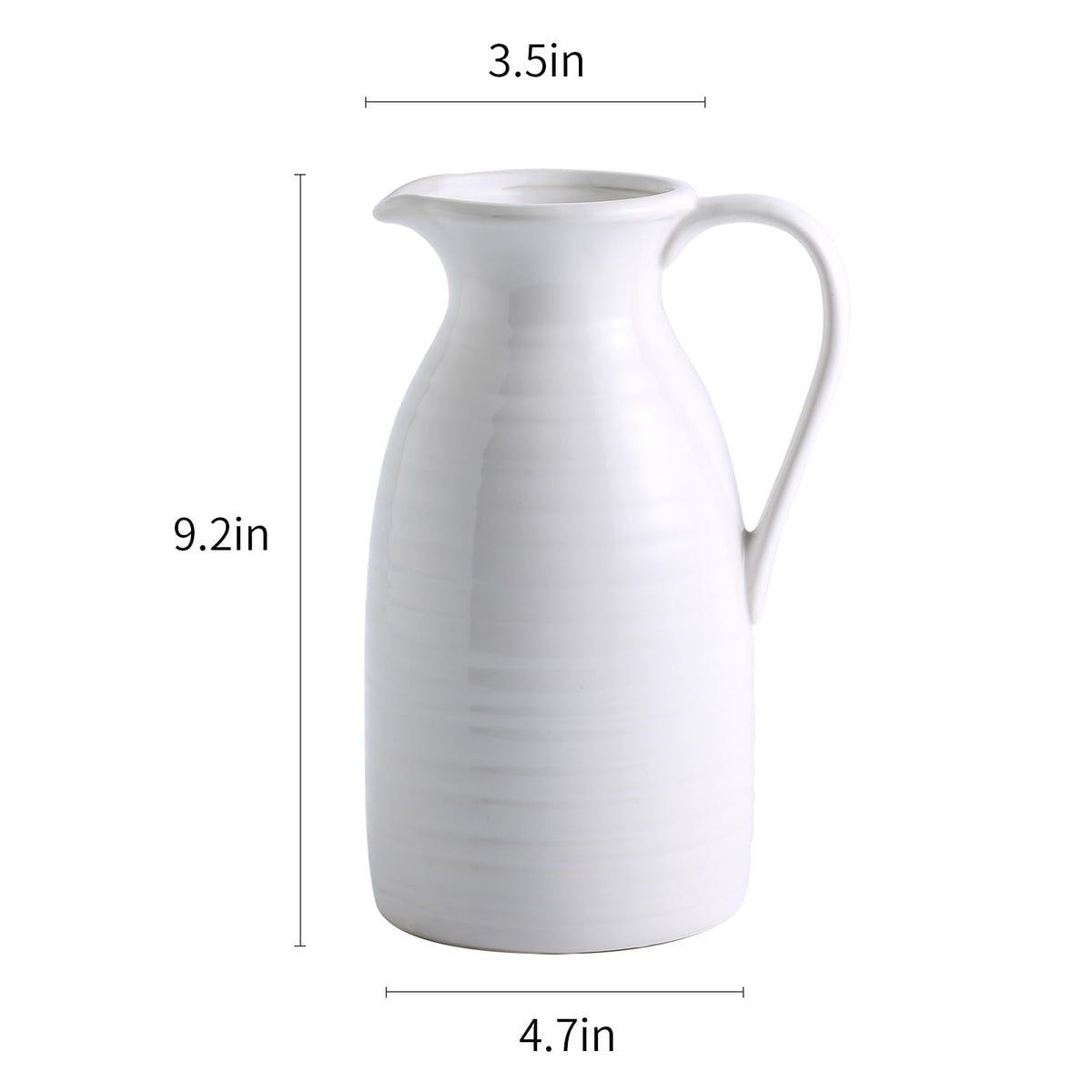 hjn Farmhouse Pitcher Vase in the kitchen with dried stems