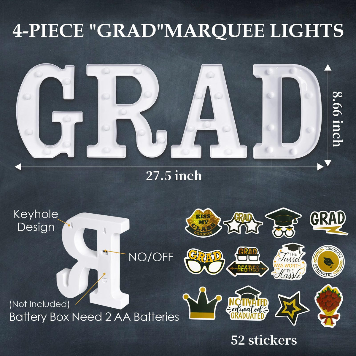 HKKDKTA Grad stickers for DIY custom toppers and decor