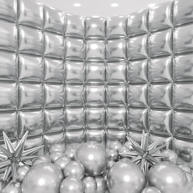 HKYOOD square foil balloons backdrop enhances elegant event photos with reflective finish.