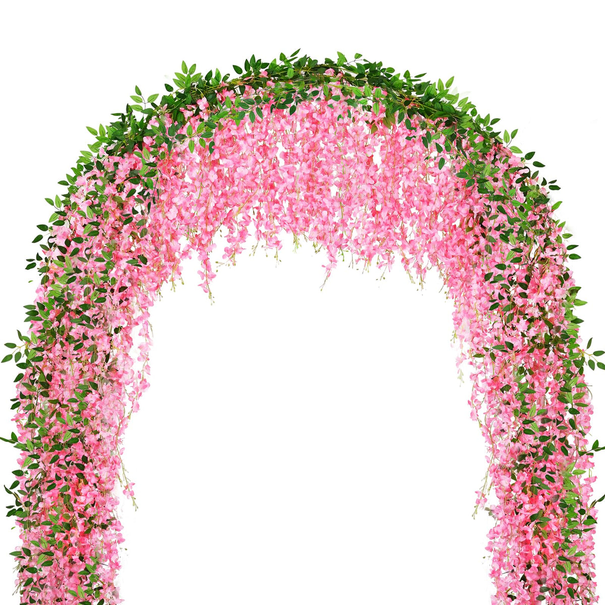 HLAONU pink wisteria hanging flowers on a backdrop for elegant outdoor ceremonies.
