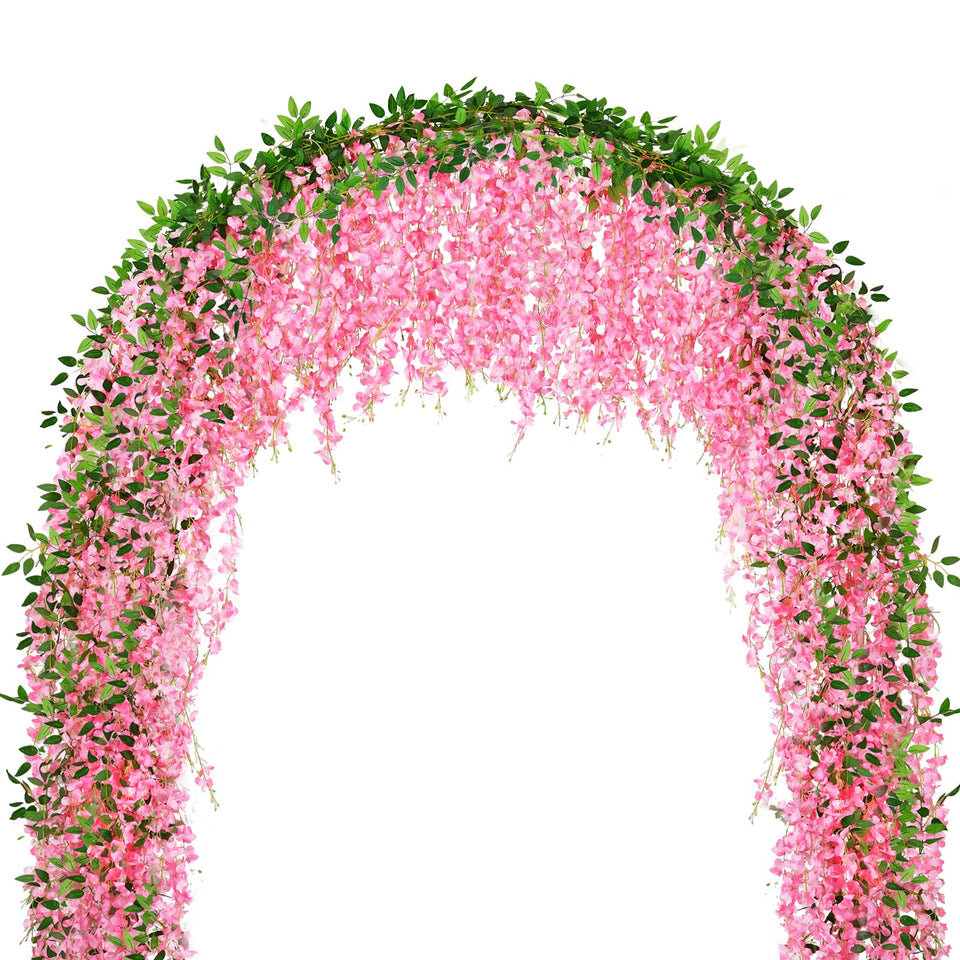 HLAONU pink wisteria hanging flowers on branch lend lush wedding decor