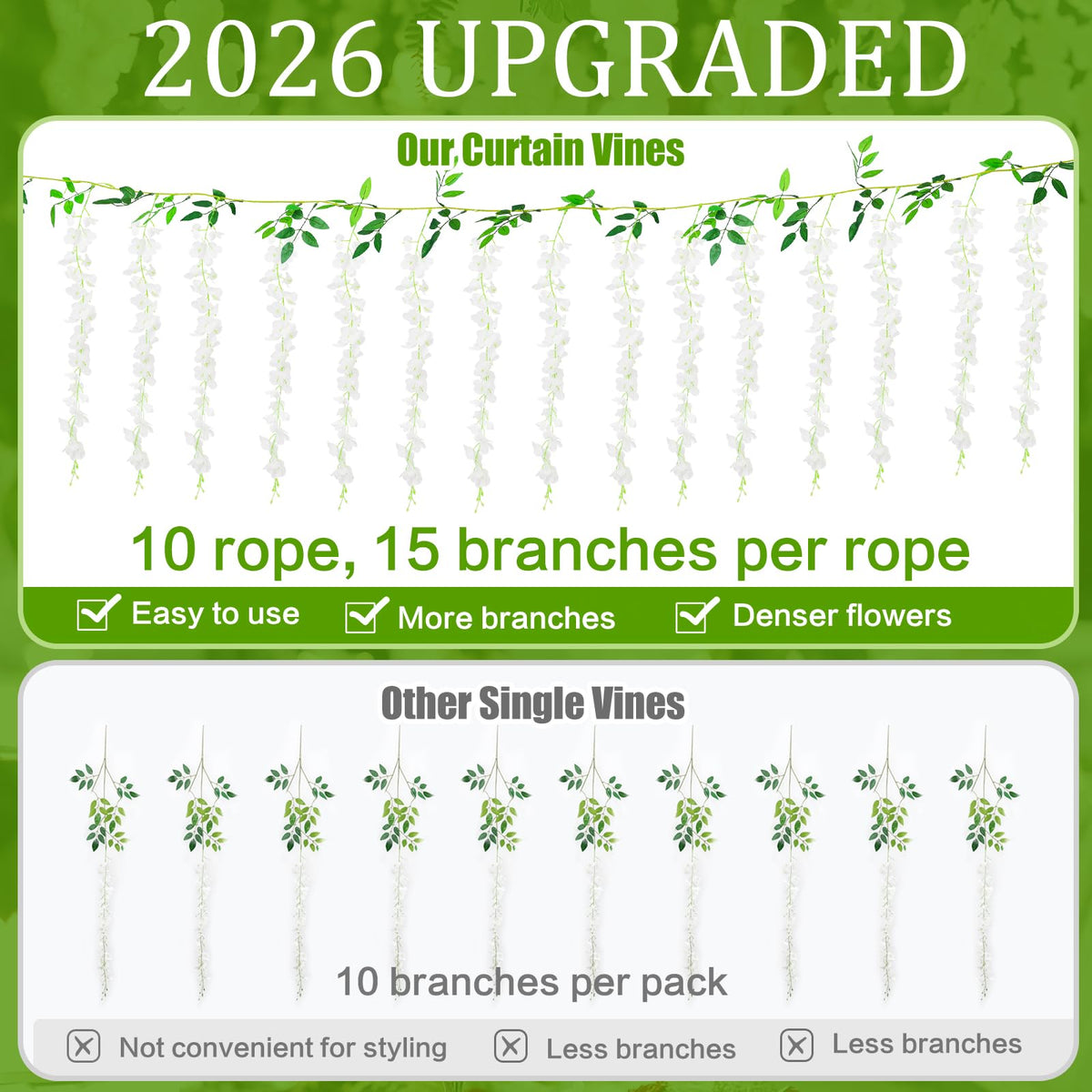 HLAONU wisteria garland 60ft length ideal for grand arch decorations.