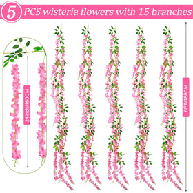 HLAONU wisteria hanging vine with bendable stems for versatile layouts