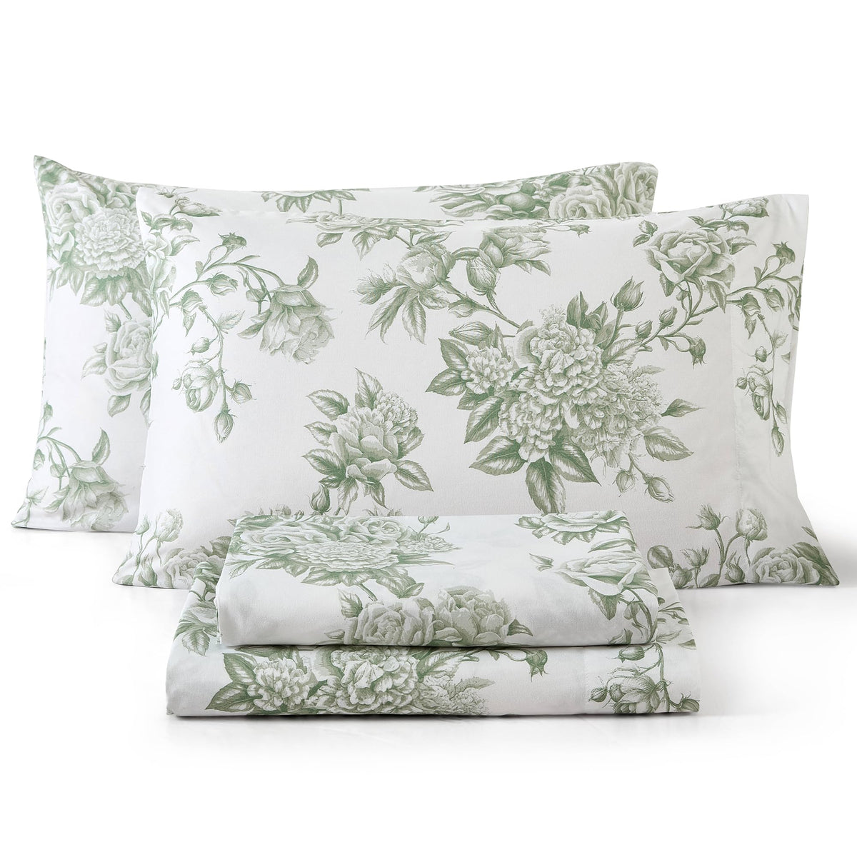 HLC.ME Rose Toile floral bed sheets pattern adds elegant décor.