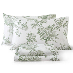 HLC.ME Rose Toile floral bed sheets pattern adds elegant décor.