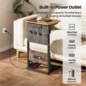 HLDIRECT C-shaped end table side view illustrating compact footprint