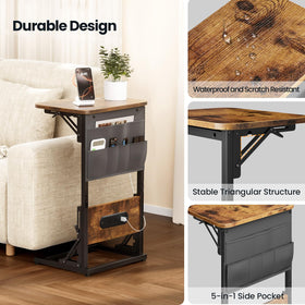 HLDIRECT end table adjustable feet providing stability on different floors