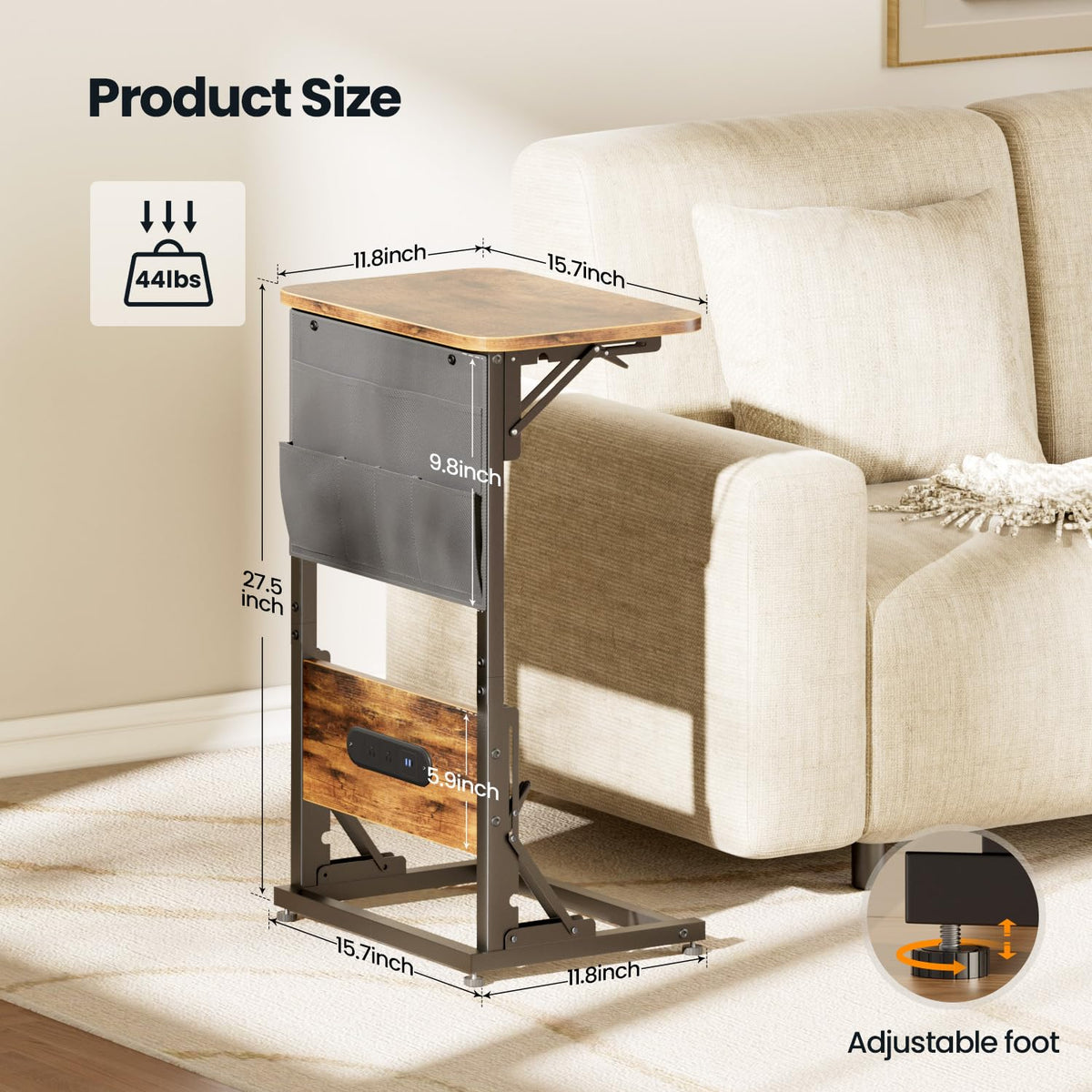 HLDIRECT end table charging station with ports for easy device charging