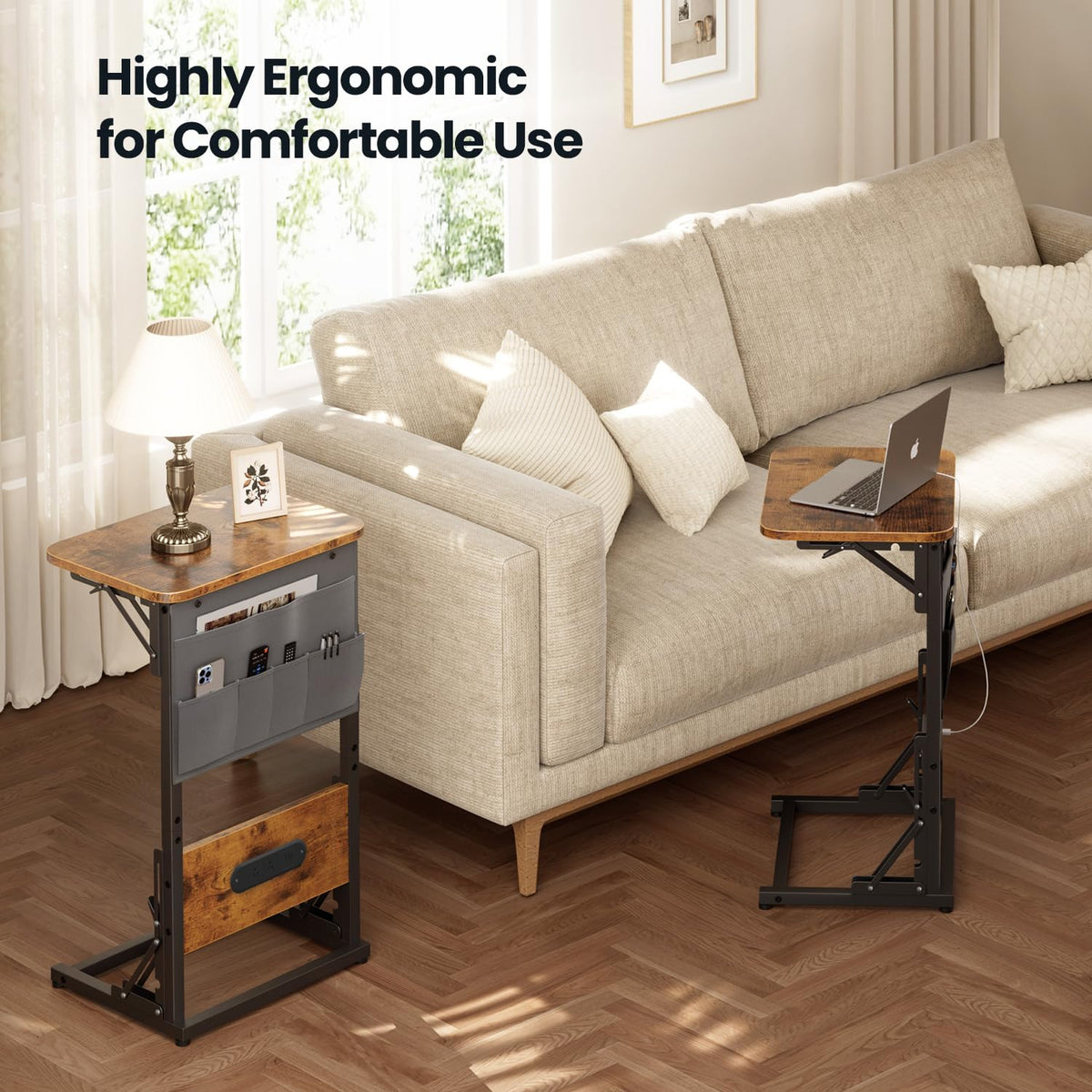 HLDIRECT end table with pocket storage for remotes and mags