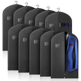 Hleelomi 10-pack 40-inch garment bags with visible window showcase clothes while protecting them during travel