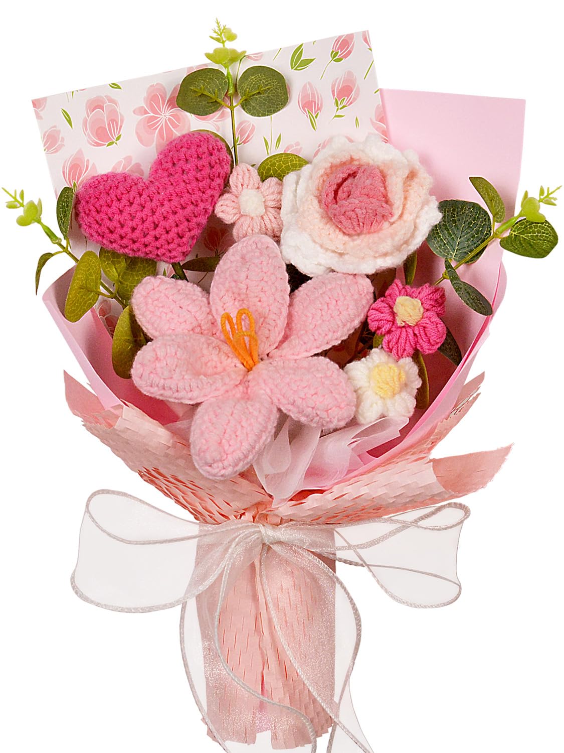 Hlenbin crochet bouquet tulip detail for romantic home decor