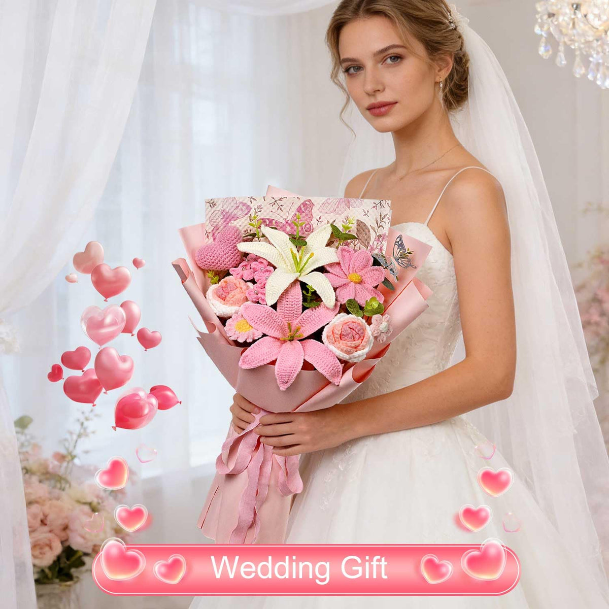 Hlenbin pink white lily bouquet — soft, enduring color for weddings and gifts.