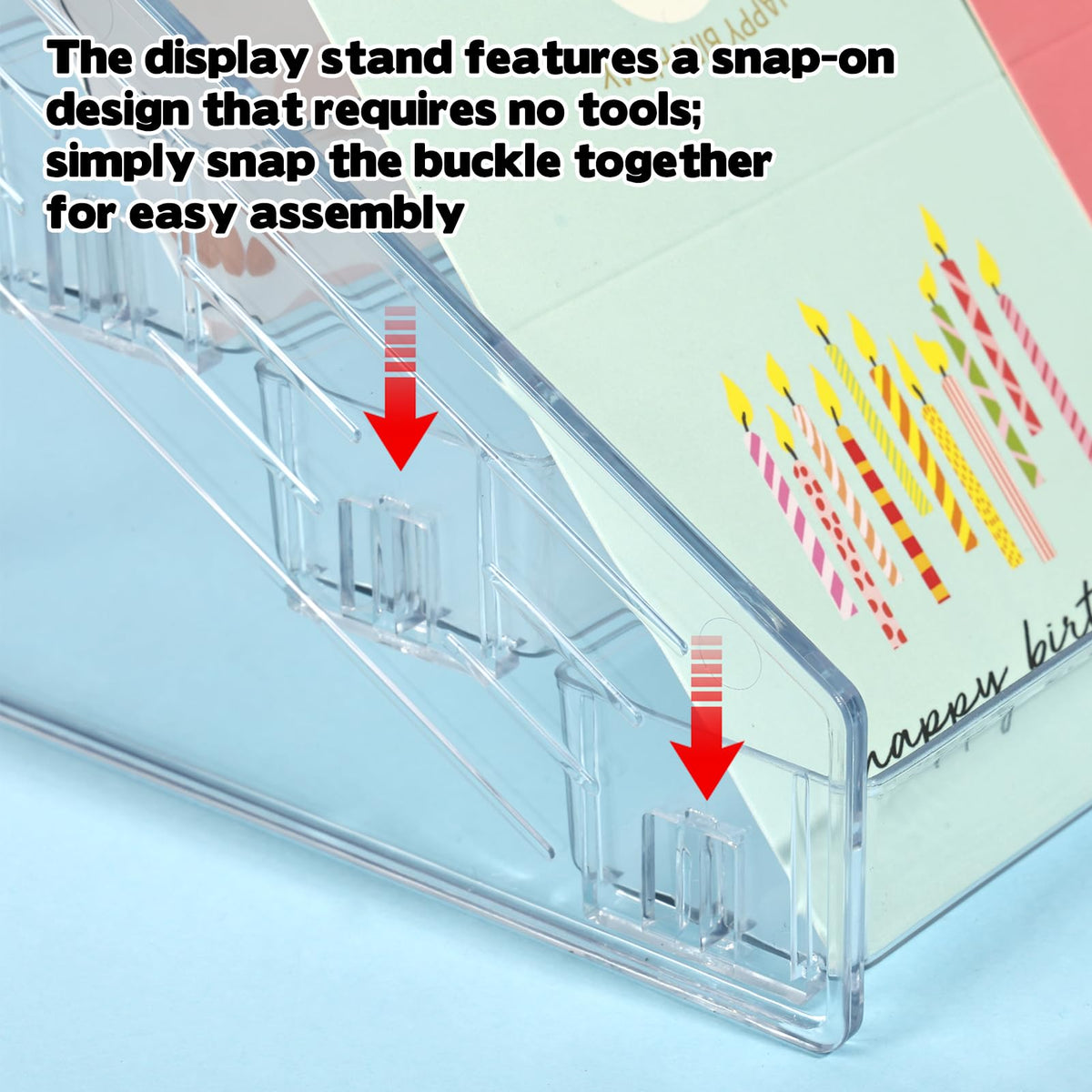 Hlimior clear acrylic rack displays trading cards with clarity and organization.