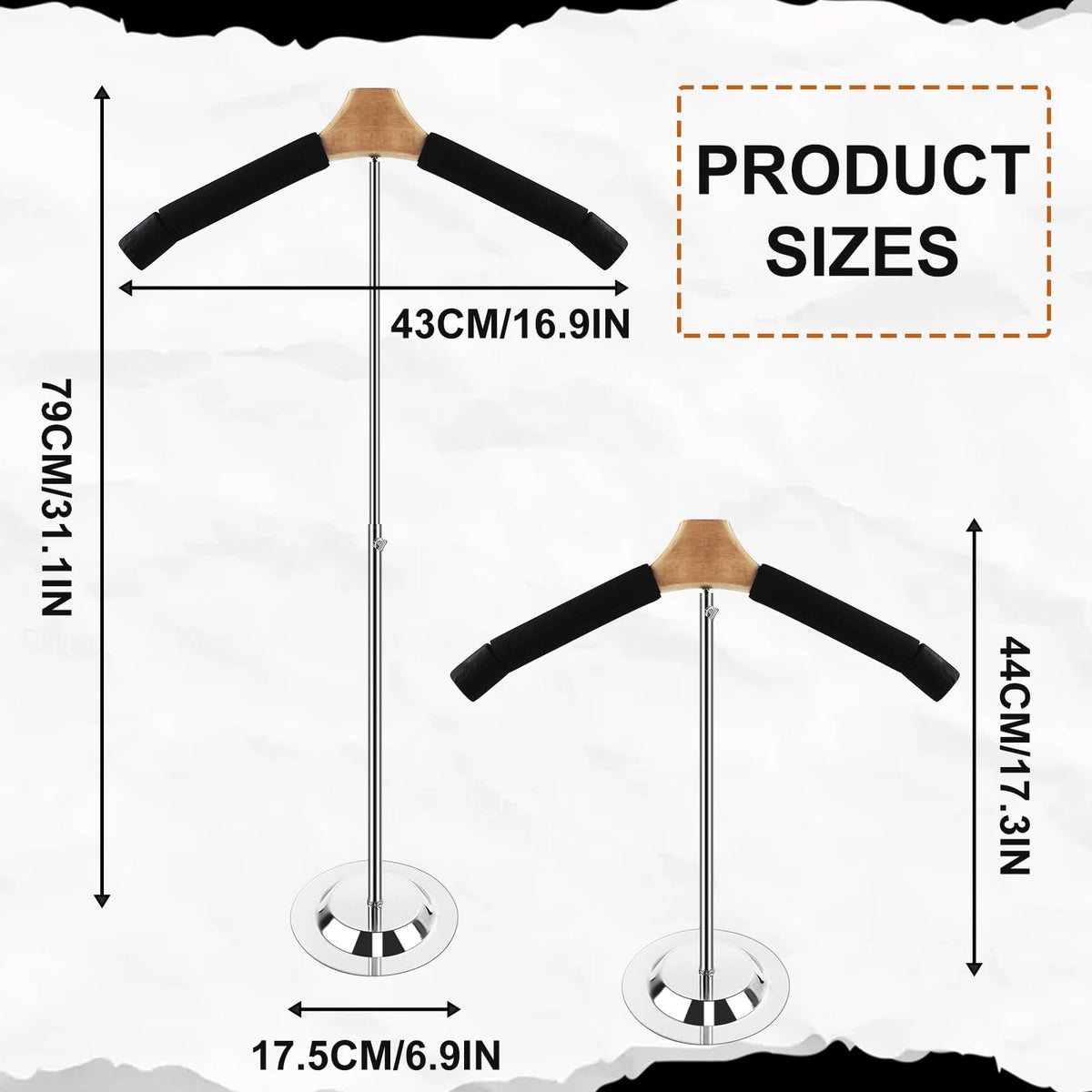 Hlimior height-adjustable T-shirt display stand demonstrates versatile garment height