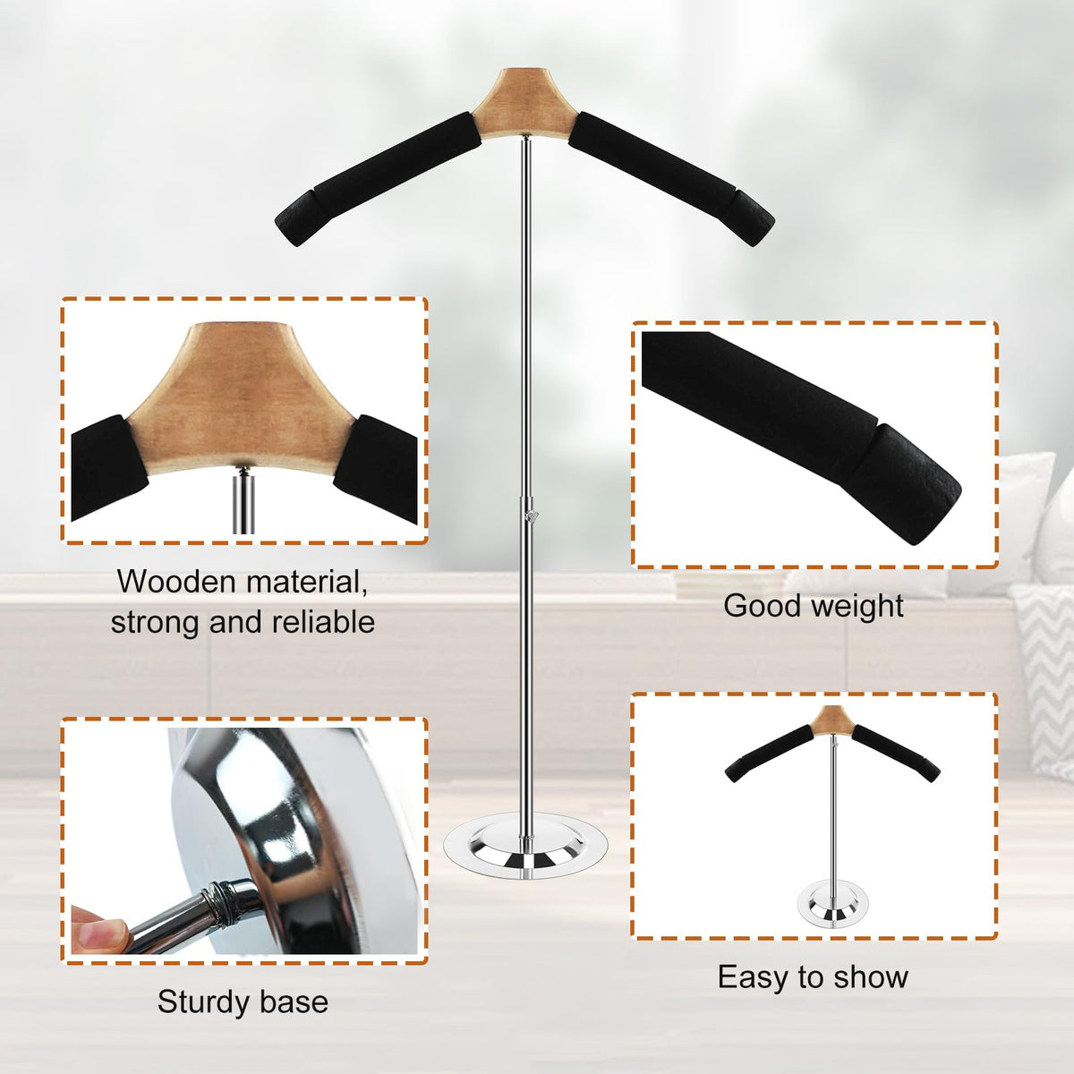 Hlimior solid metal frame clothing rack provides sturdy retail presentation