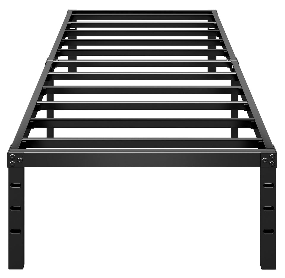 HLIPHA metal platform bed 18-inch height, side view showing solid frame support