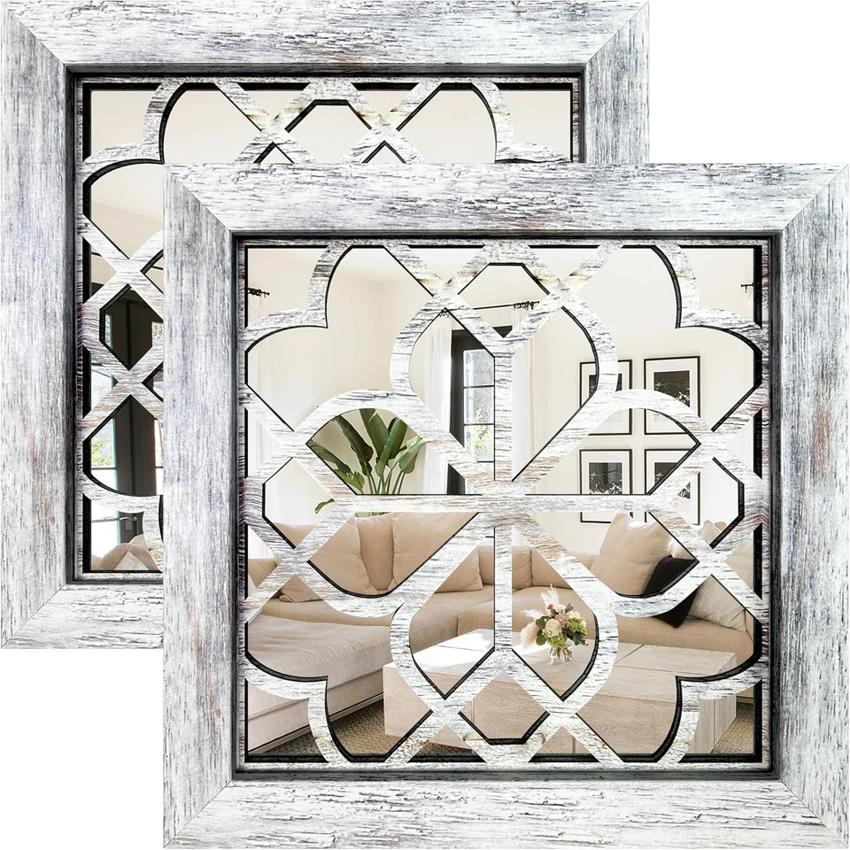 HMANGE boho wall mirrors set in square 12x12 grey for chic wall accents