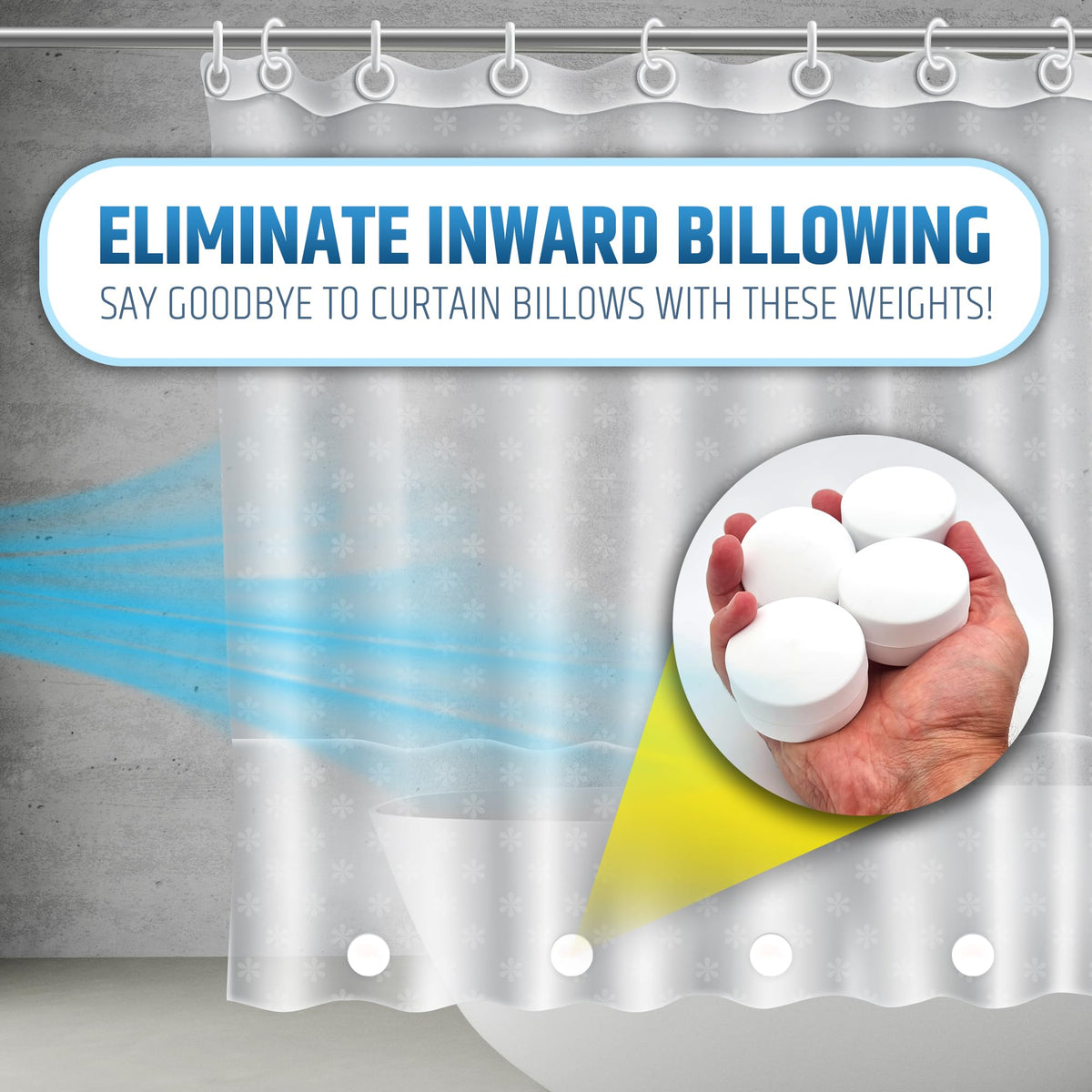 HMmagnets curtain-stability-bath keeps curtain in place against airflow