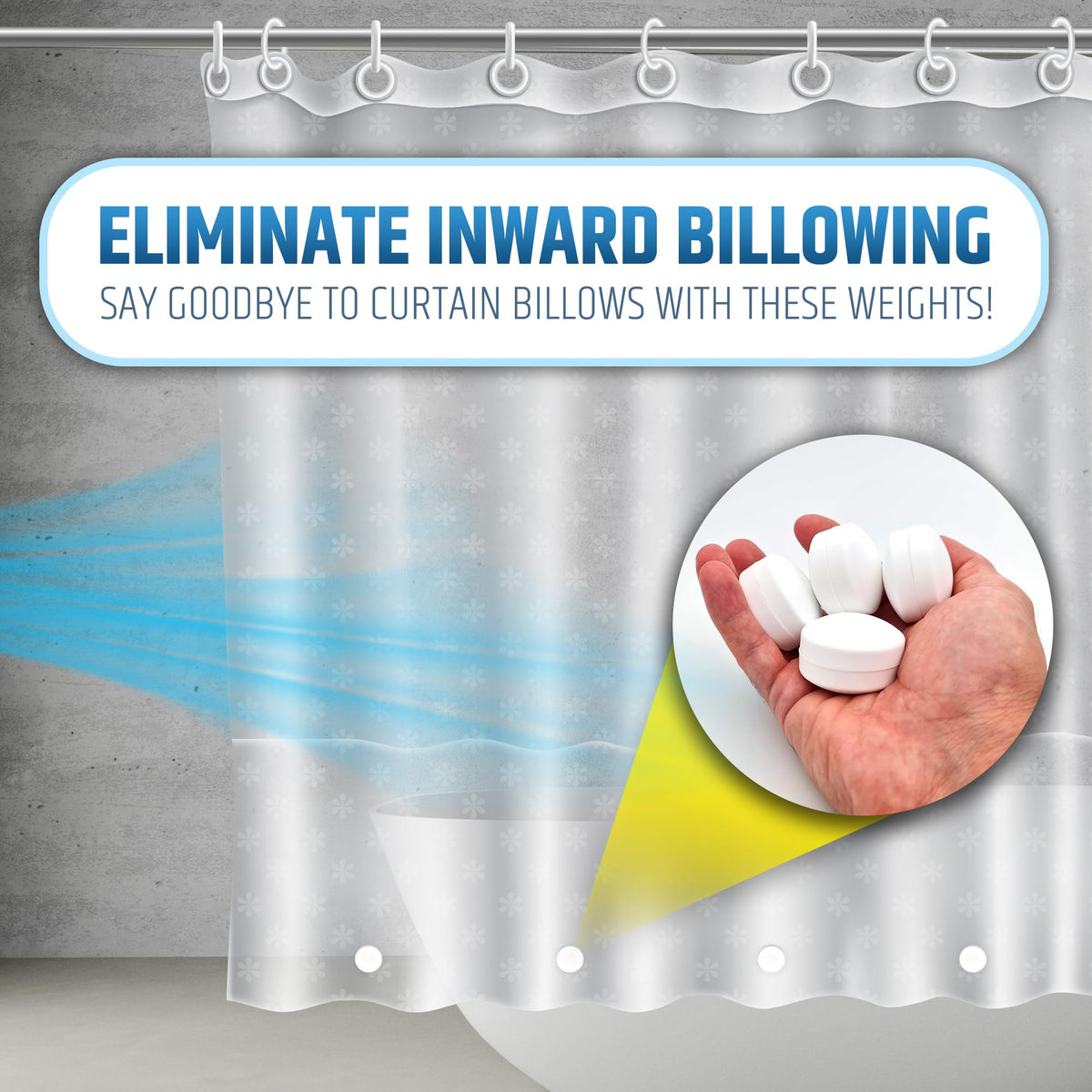 HMmagnets heavy-magnet secure grip prevents curtain movement during showers