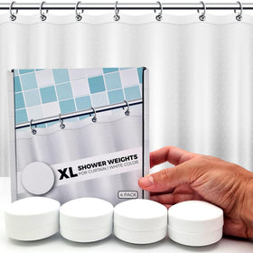 HMmagnets XL heavy-curtain-weight-assembly stabilizes shower curtain to prevent splash
