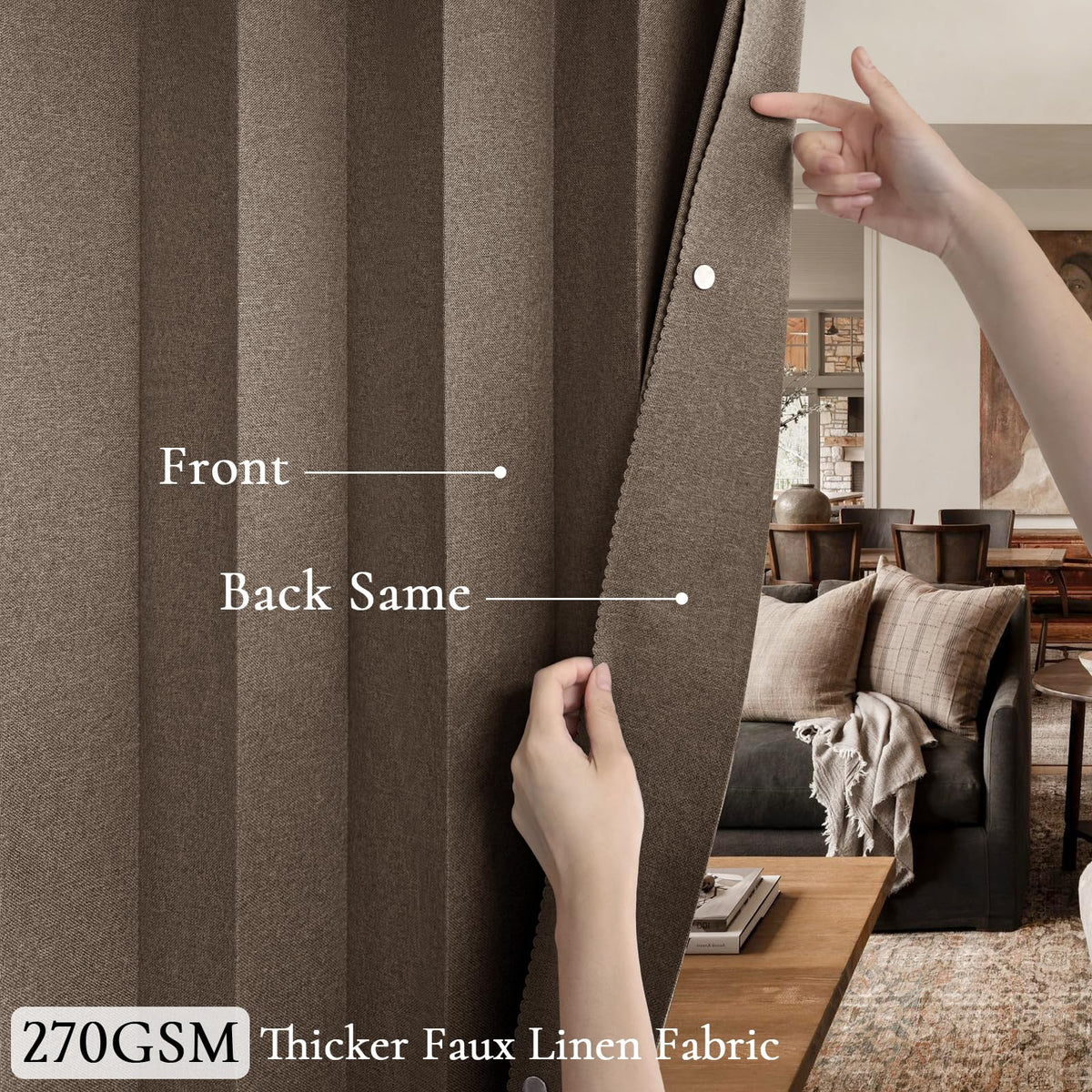 HMYI brown color curtain adds warm, stylish ambiance to any room.