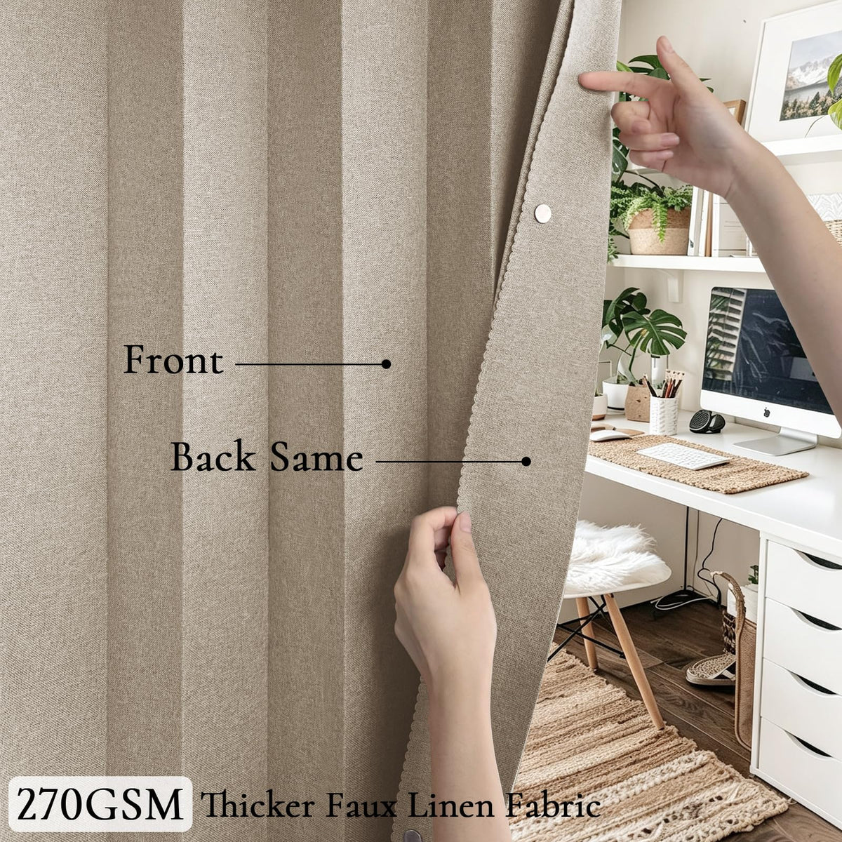 HMYI tie-back feature in use for styling and light control.