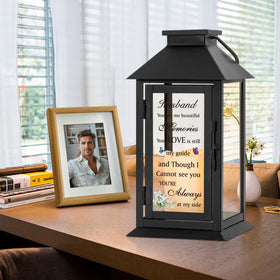 HN HAIINAA memorial lantern glow through beveled glass, ideal for reflective evenings