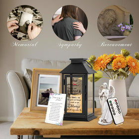 HN HAIINAA memorial lantern remote control adjusts brightness and timer.