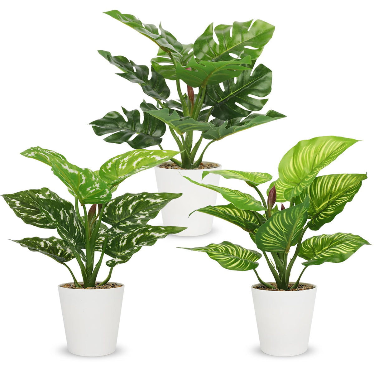 HNCSDD monstera artificial potted plant brightens desks with tropical charm.