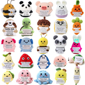 Hnqiqs positive crochet animal bulk, palm-sized cheerleader for morale.