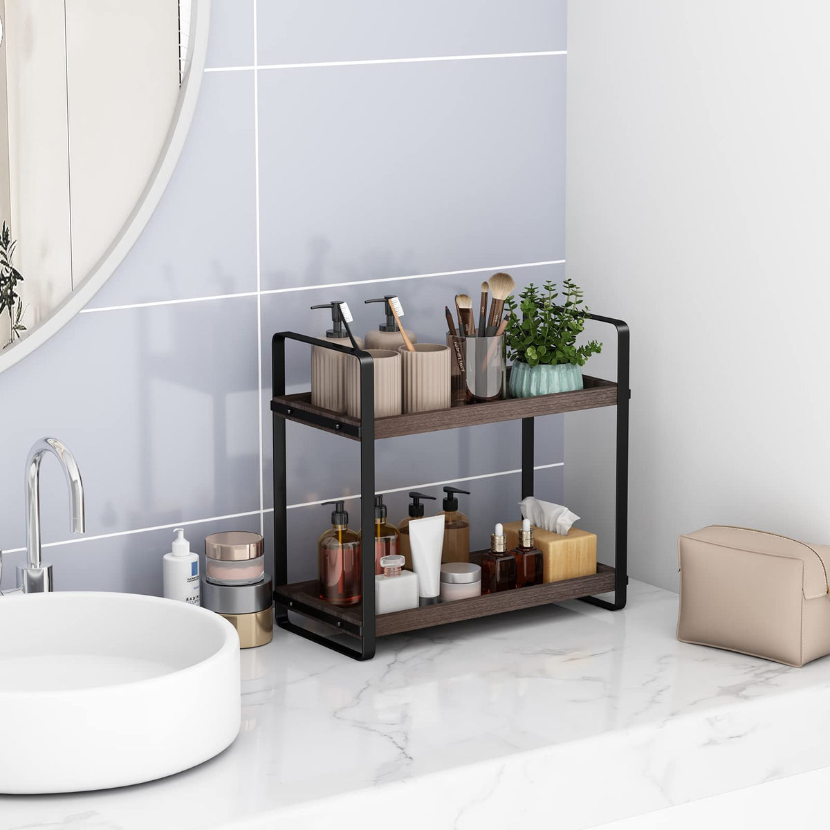 HNRLOY compact bathroom countertop storage fits small spaces