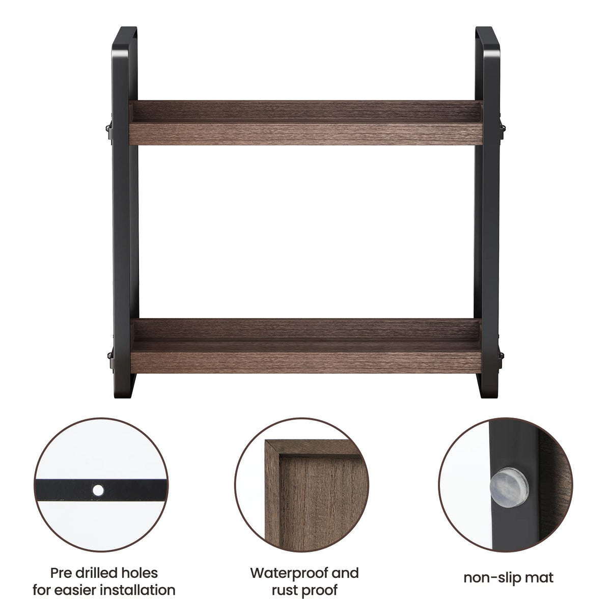 HNRLOY wooden bathroom shelf with anti-slip feet for stability
