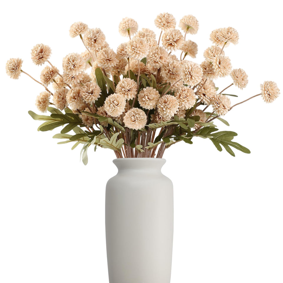 HNVNER beige long-stem faux mum in a vase for an elegant centerpiece