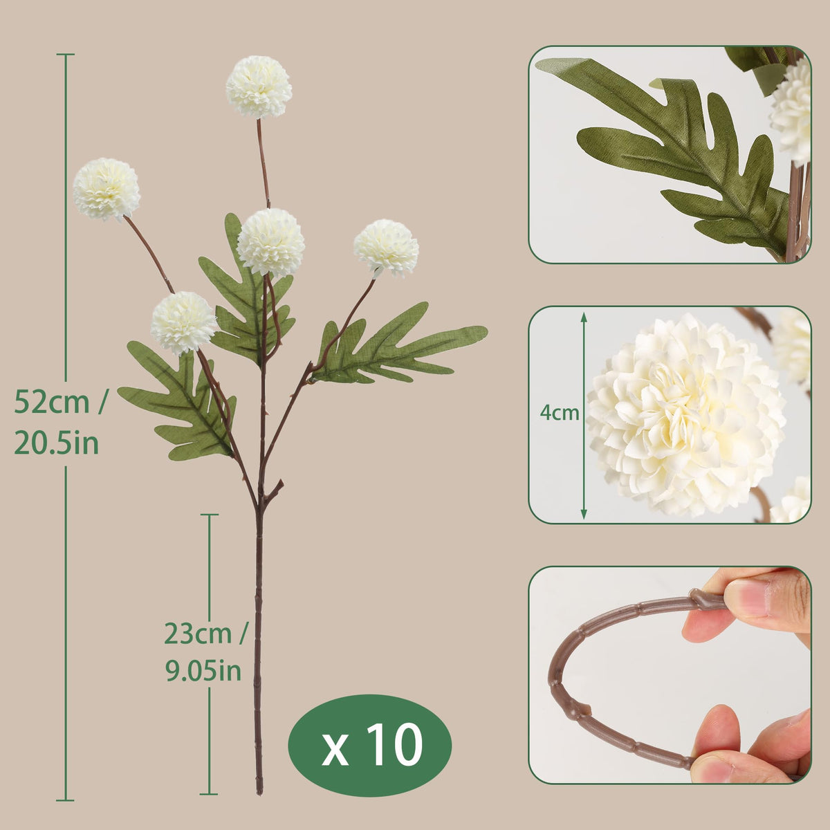 HNVNER silk chrysanthemum heads with realistic details for crafts