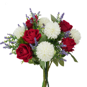 HO2NLE artificial flowers red rose chrysanthemum bouquet silk close-up for lasting decor.