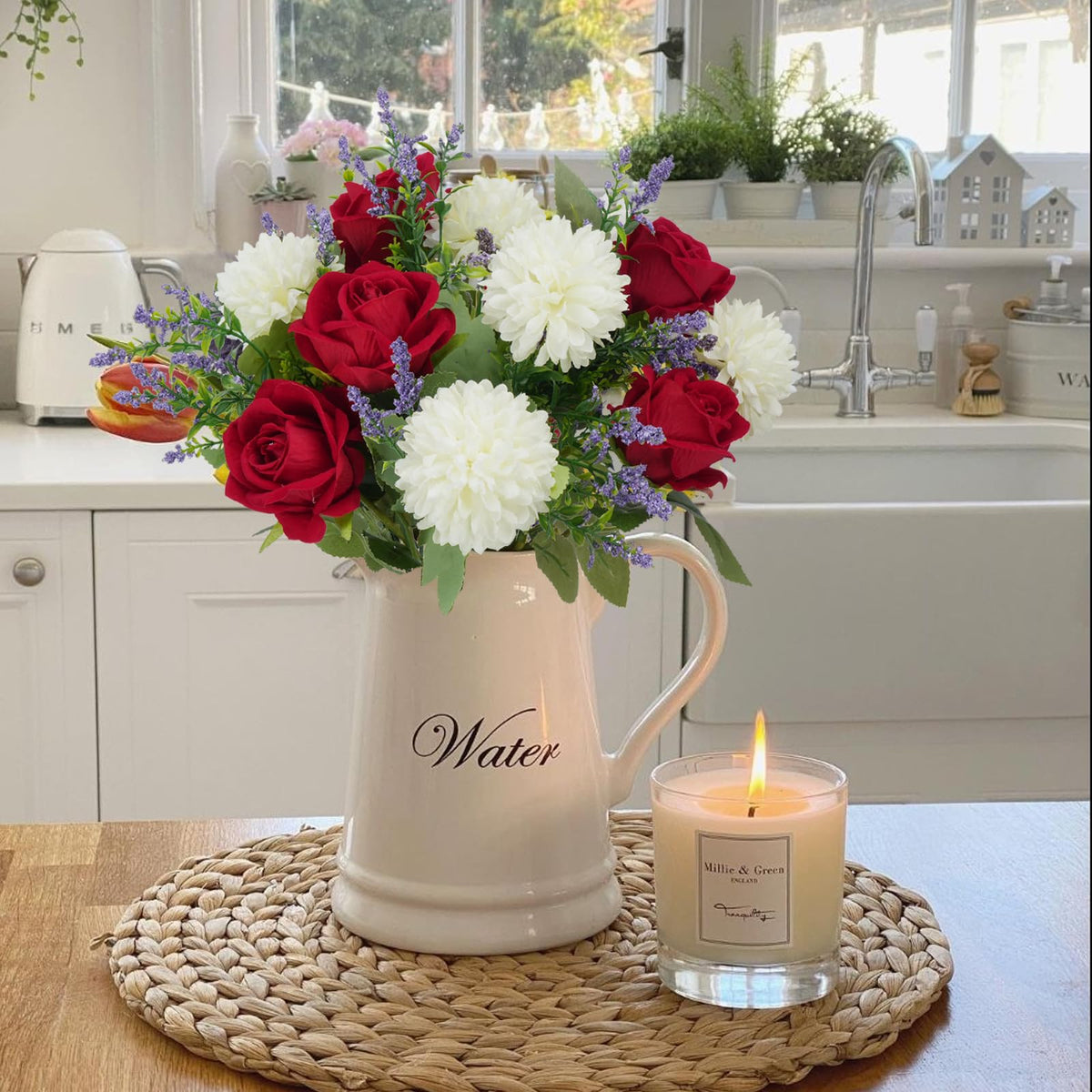 HO2NLE artificial flowers white chrysanthemum lavender bouquet silk for year-round elegance.
