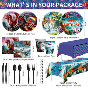 HOAKWA dragon dessert plates 7in feature fiery dragon art for charming dessert moments.