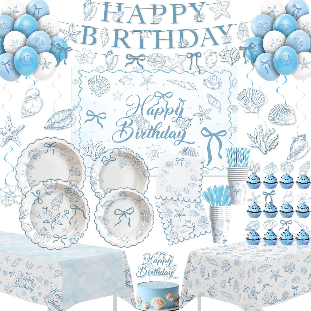 HOAKWA seashell party plates 9 inch for coastal meals and celebrations