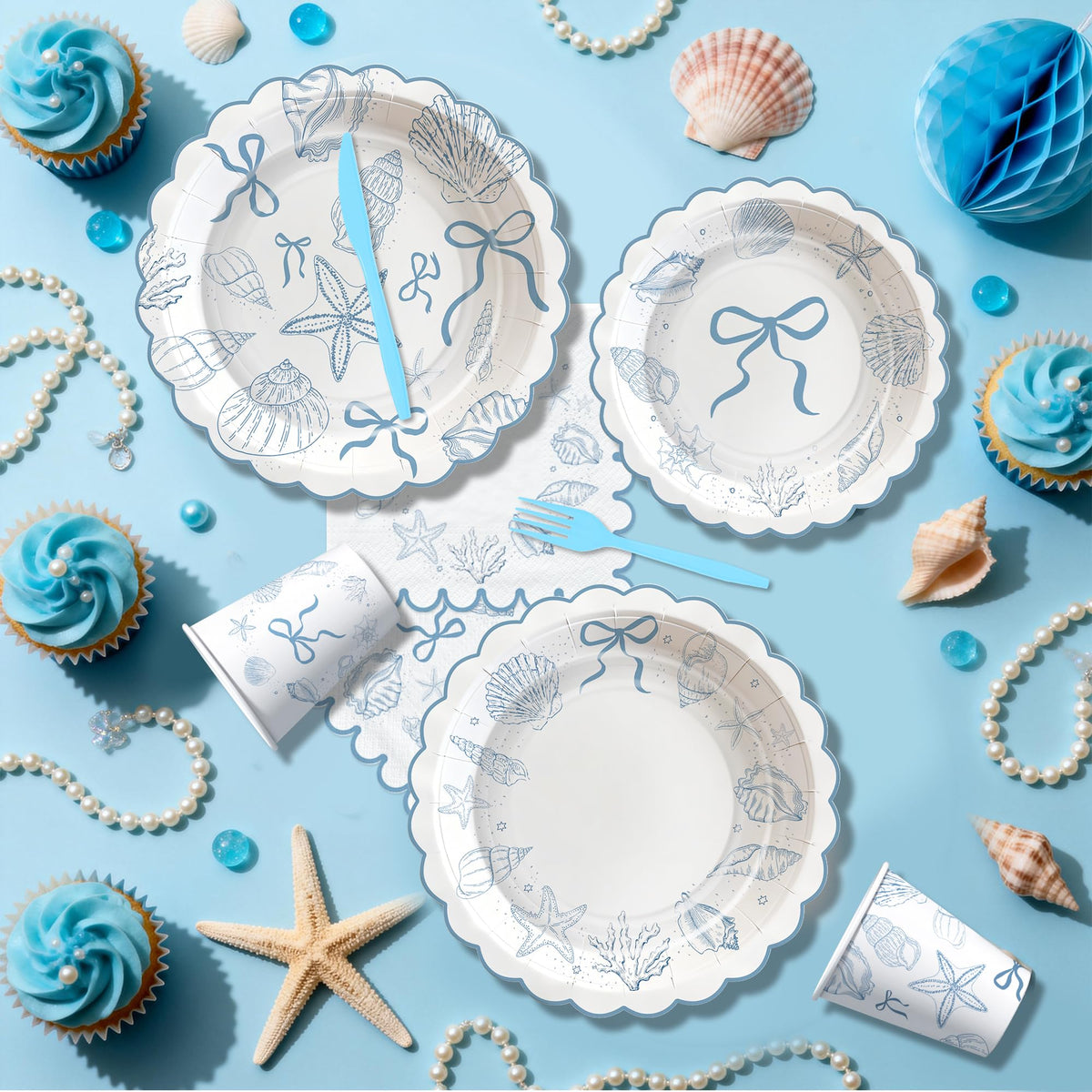 HOAKWA seashell tablecloth creates a beachy backdrop for gatherings